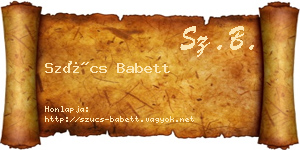 Szűcs Babett névjegykártya