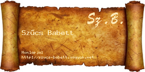Szűcs Babett névjegykártya